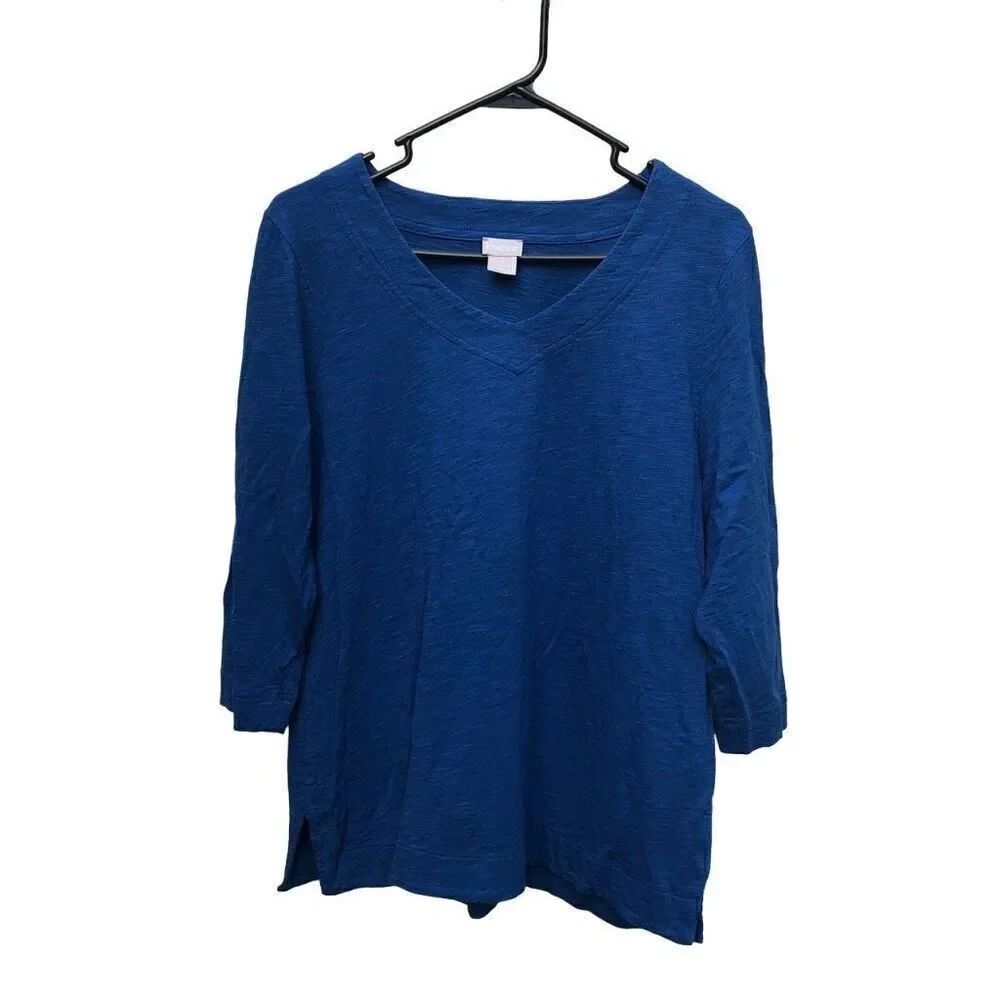 Chico’s Size 1 Blue 3/4 Sleeve T-shirt